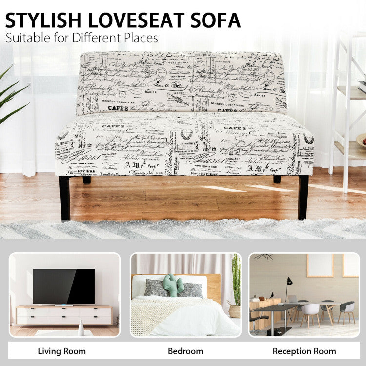 Wooden Leg Armless Loveseat Sofa for Living Room