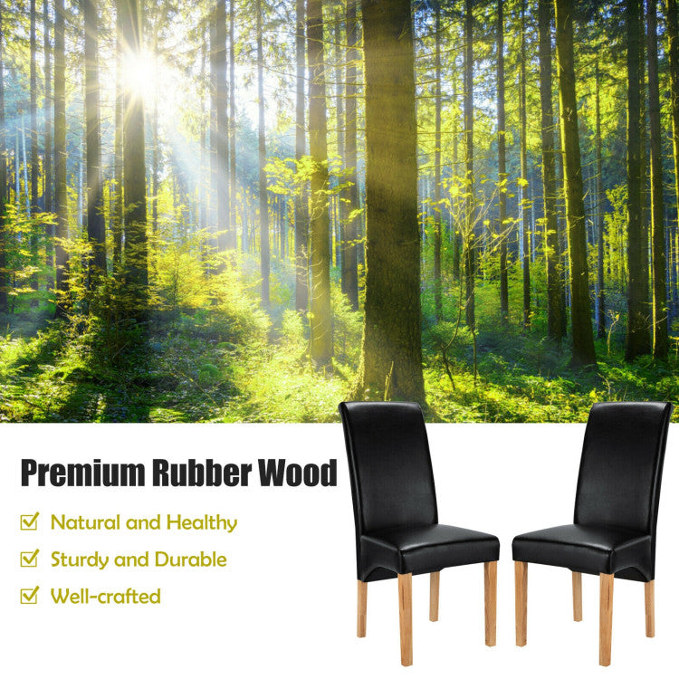 2 Pieces Dining Chairs Set with Rubber Wood Legs