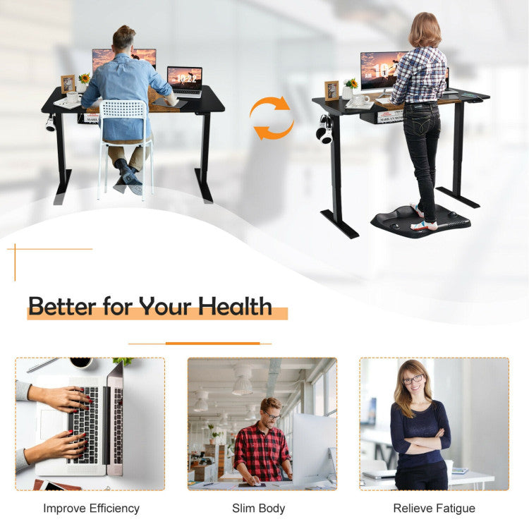 55 X 28 Inch Electric Standing Desk with USB Port Black