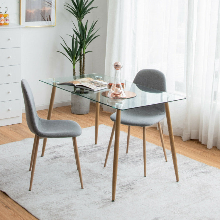 Modern Glass Rectangular Dining Table with Metal Legs