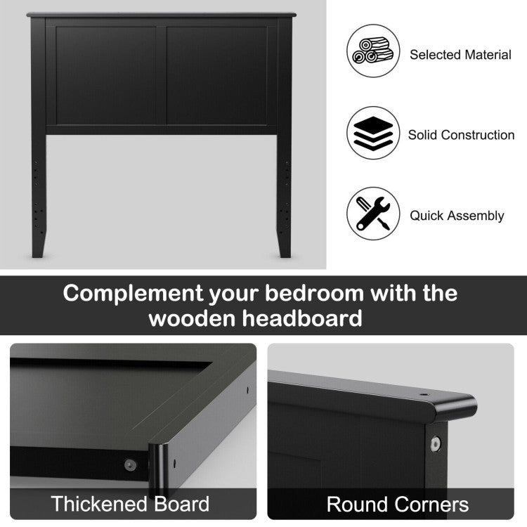 Twin Size Wood Headboard with Pre-Drilled Holes and Height Adjustment