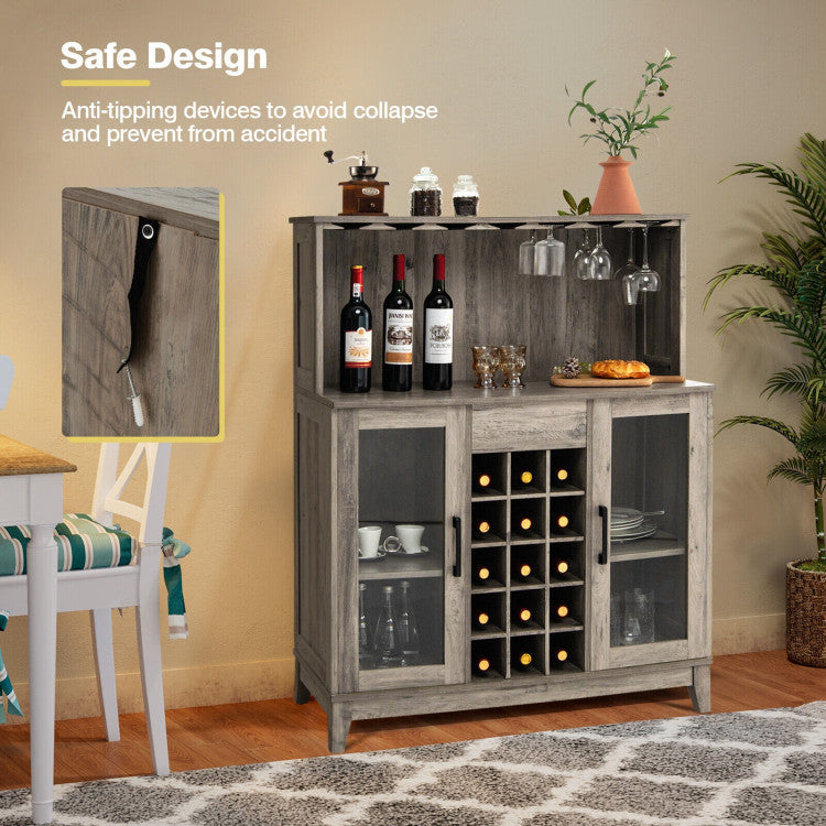 Buffet Hutch Cabinet with Removable Wine Rack for Kitchen