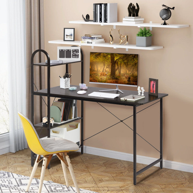 Reversible Computer Desk Study Workstation Home Office 4-Tier Bookshelf