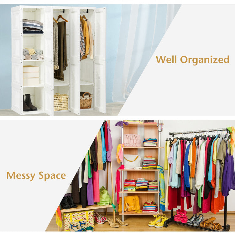 Foldable Closet Clothes Organizer with 8 Cubby Storage