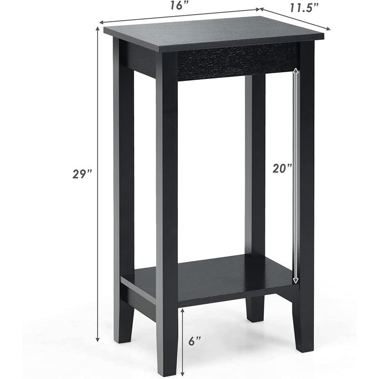 Set of 2 Versatile 2-Tier End Tables with Storage Shelf