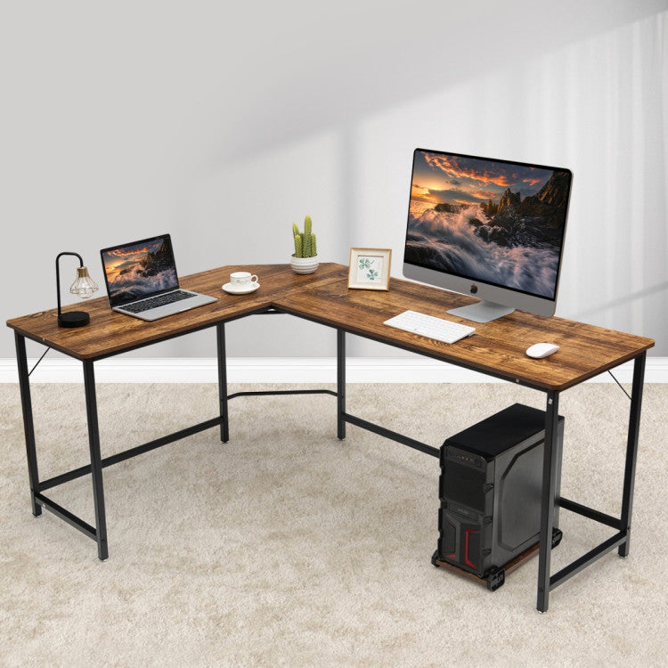 L-Shaped Corner Computer Desk with CPU Stand and Spacious Surface