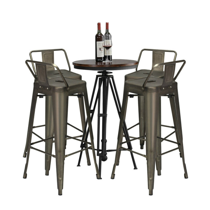 30 Inch Set of 4 Barstools with Removable Back and Rubber Feet