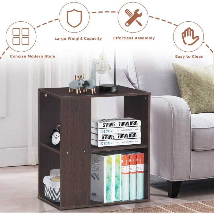 3-Tier End Table with Open Storage and Foot Pads