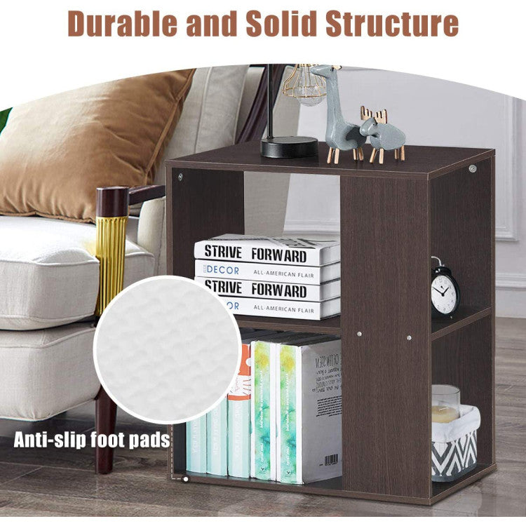 3-Tier End Table with Open Storage and Foot Pads