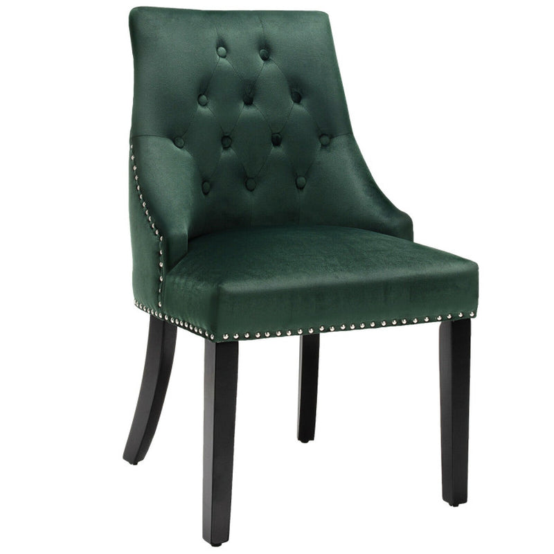 Modern Upholstered Button-Tufted Dining Chair with Naild Trim