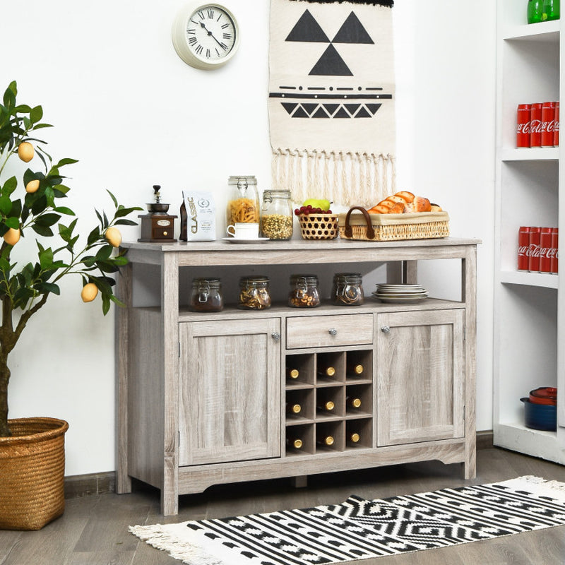 Server Buffet Sideboard with Wine Rack and Open Shelf