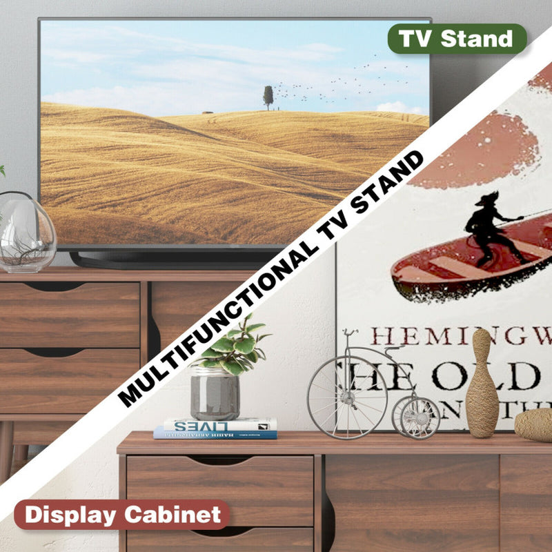 TV Console Cabinet with Drawers and Sliding Doors for Tvs up to 60 Inch