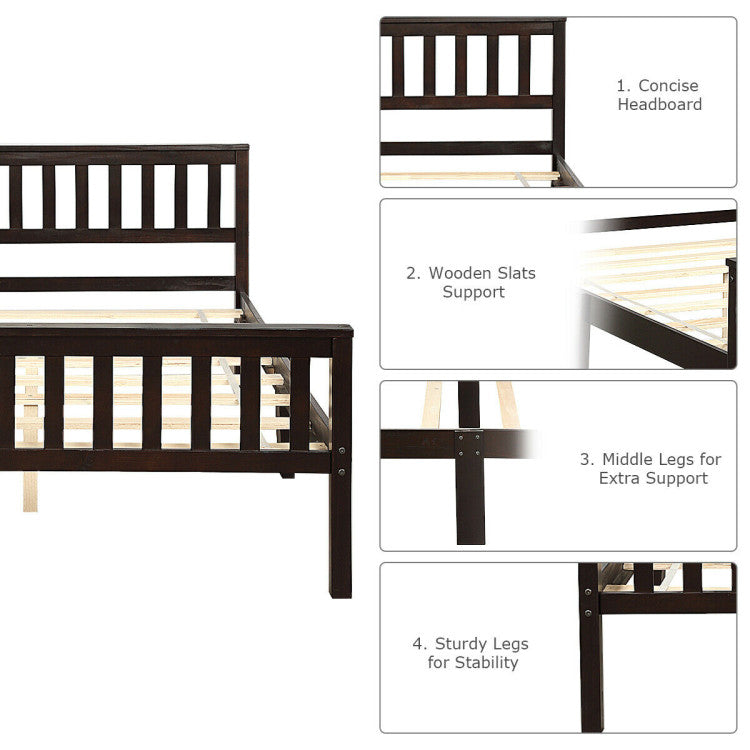 Deluxe Solid Wood Platform Bed with Headboard and Footboard