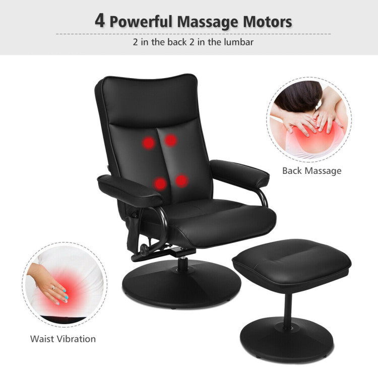 Electric Massage Recliner Chair with Ottoman and Remote Control