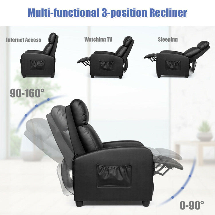 Recliner Sofa with Massage Function and Padded Seat