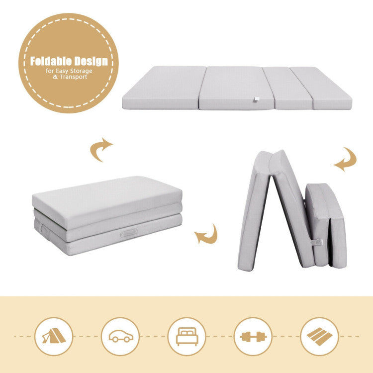 4 Inch Folding Sofa Bed Foam Mattress with Handles