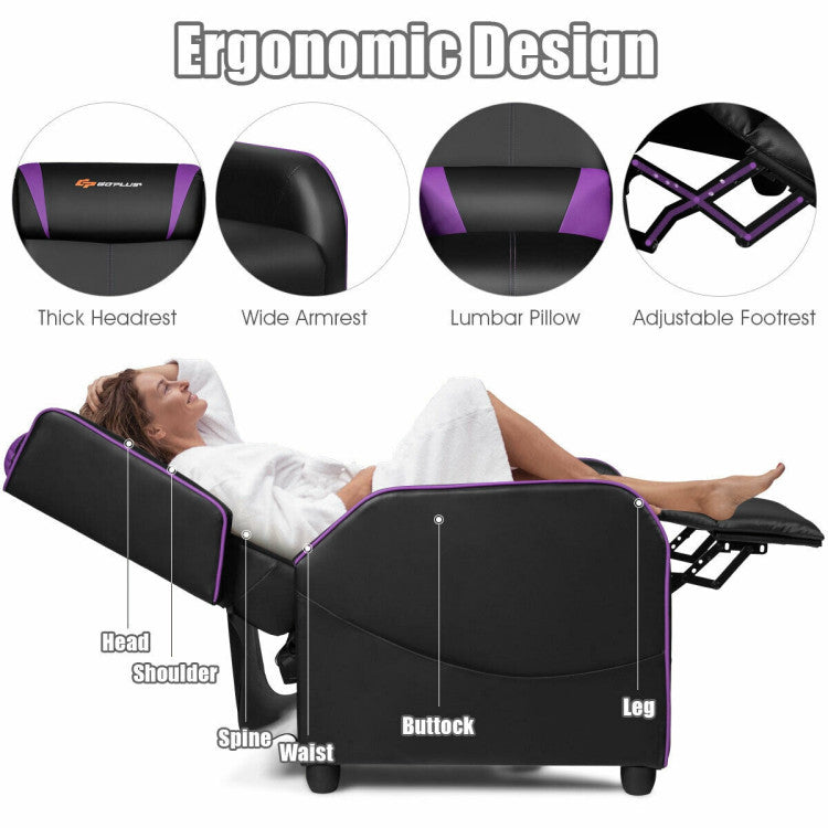 Adjustable Modern Gaming Recliner Chair with Massage Function and Footrest