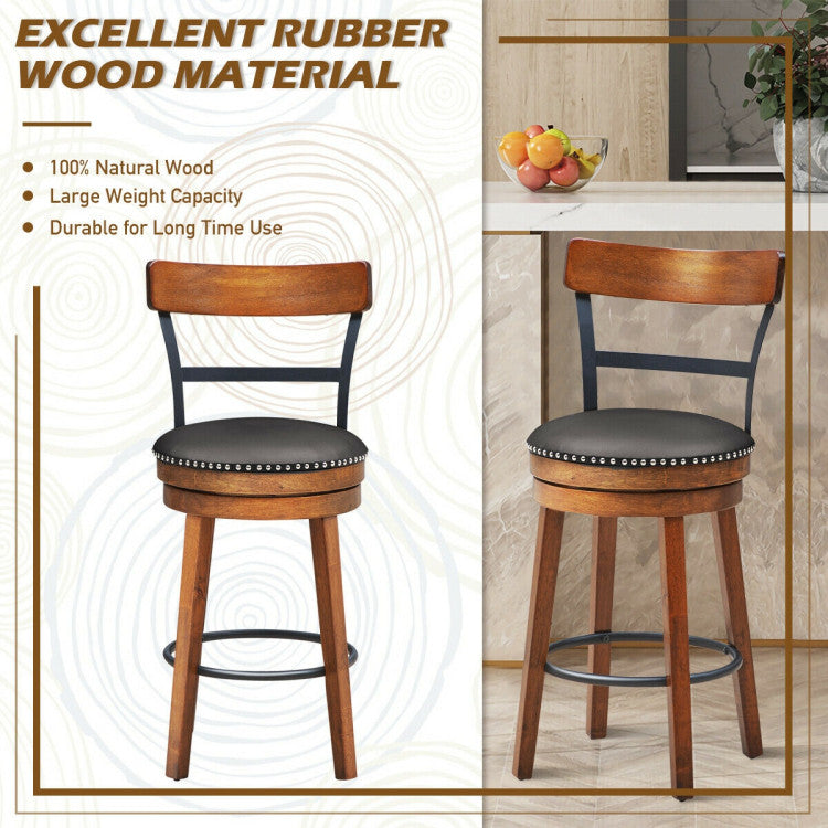 Set of 2 Swivel Counter Height Bar Stools