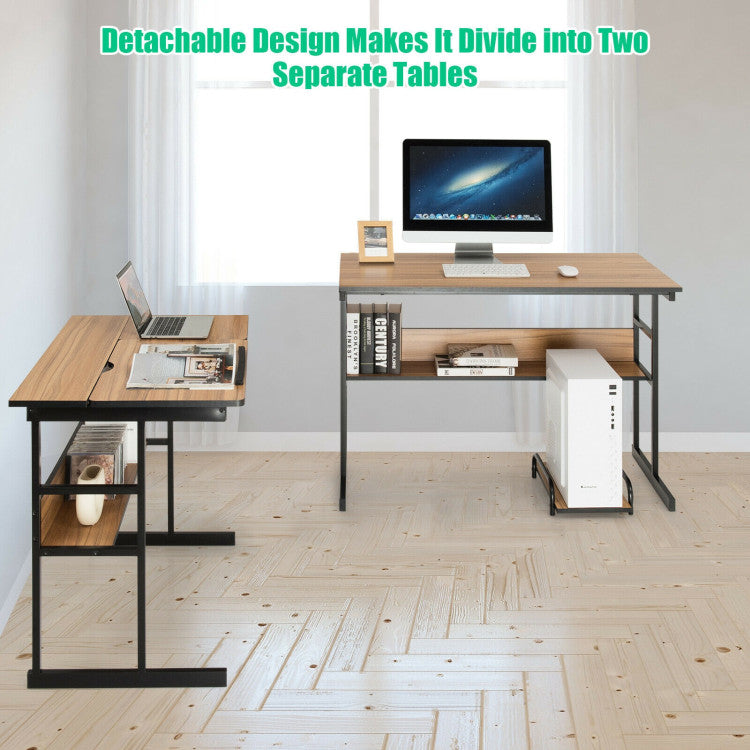 L-Shaped Computer Desk with Tiltable Tabletop