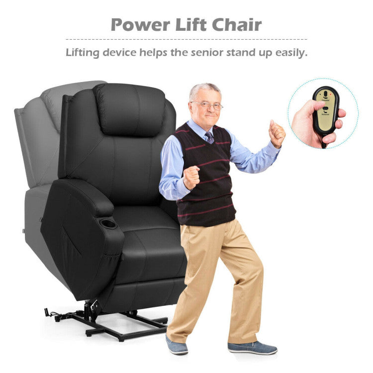 Power Lift Recliner Chair with Massage and Heat for Elderly with Remote Control