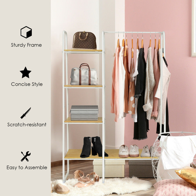 Clothes Rack Free Standing Storage Tower with Hanging Bar