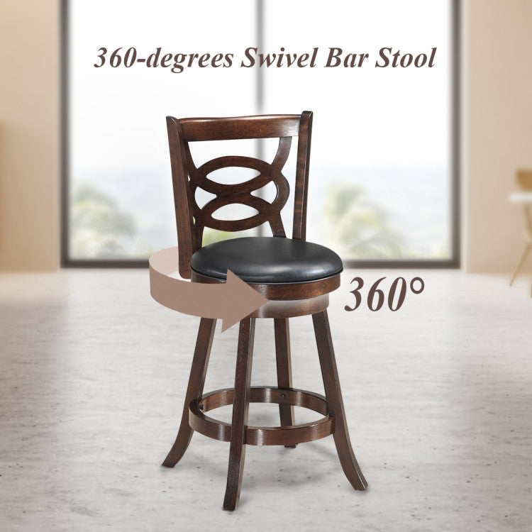 24 Inch Counter Height Upholstered Swivel Bar Stool with Cushion Seat