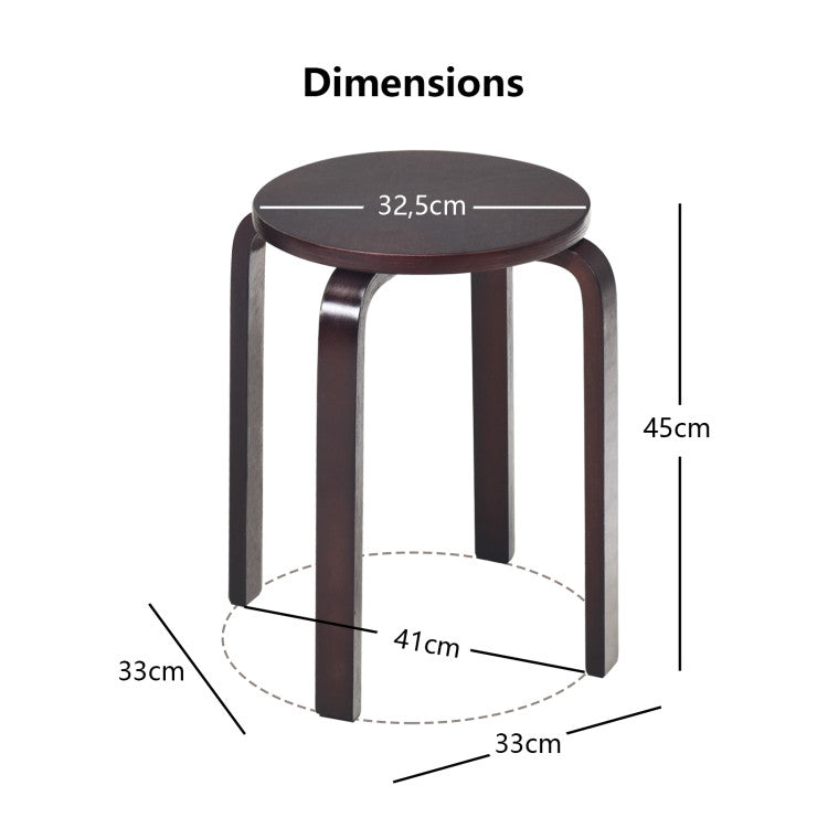 Set of 4 18 Inch Stackable Bentwood Dining Chairs with round Top