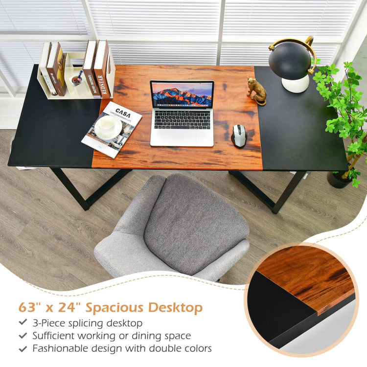 63-Inch Large Computer Desk with Splice Board for Home and Office