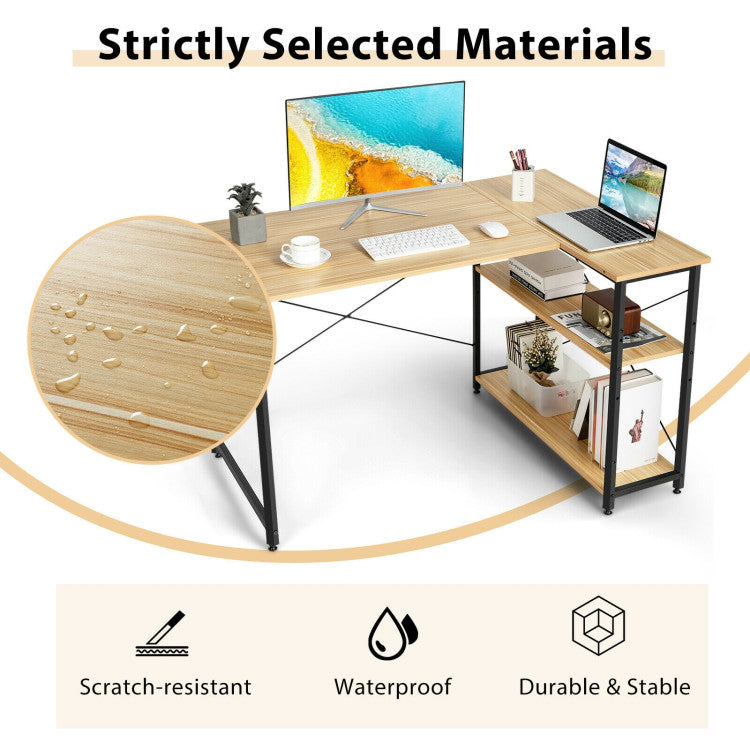 48 Inch Reversible L Shaped Computer Desk with Adjustable Shelf