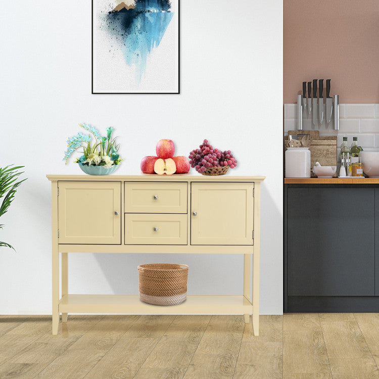 Wooden Sideboard Buffet Console Table with Drawers and Storage