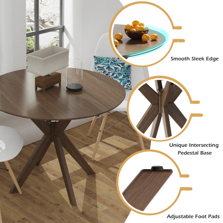 35 Inch Modern round Wood Dining Table with Solid Legs