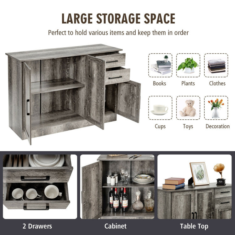 Buffet Storage Cabinet with 2-Door Cabinet and 2 Drawers