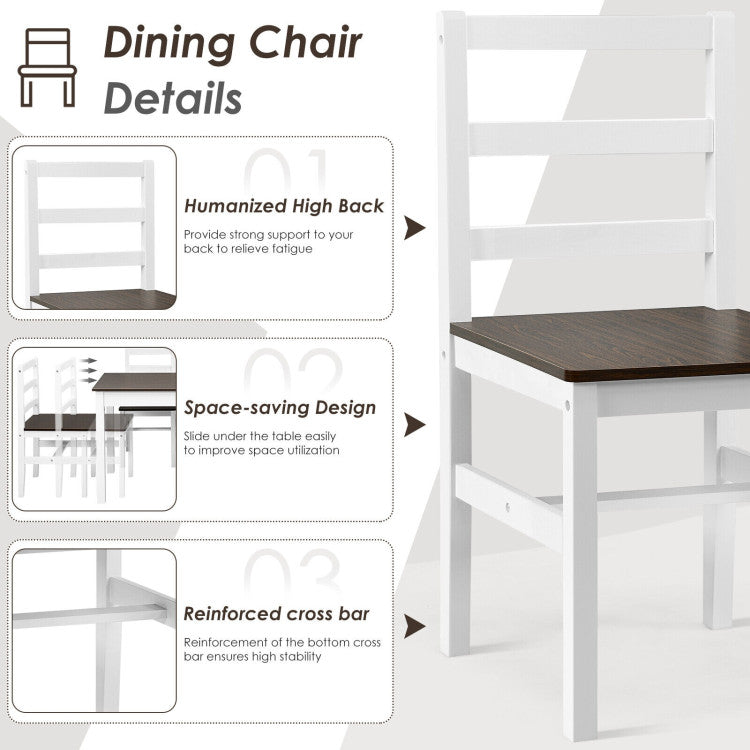 5 Pieces Solid Wood Compact Kitchen Dining Set