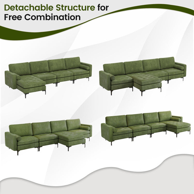 Modular L-Shaped Sectional Sofa with Reversible Chaise and 2 USB Ports