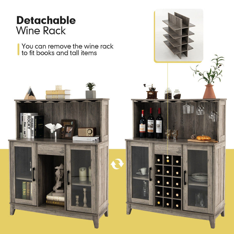 Buffet Hutch Cabinet with Removable Wine Rack for Kitchen