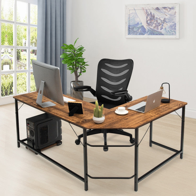 L-Shaped Corner Computer Desk with CPU Stand and Spacious Surface