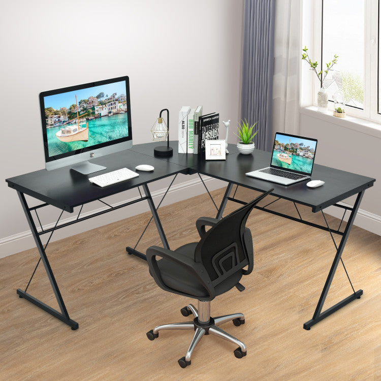 59 Inch L-Shaped Desk Corner Computer Desk with round Corner