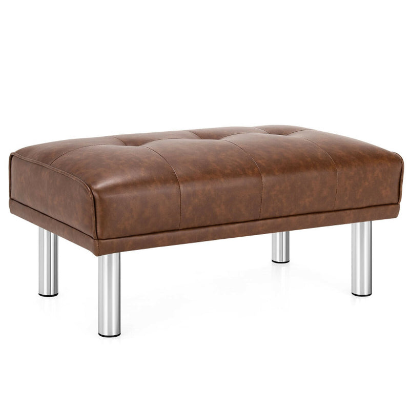 Rectangle Tufted Ottoman with Stainless Steel Legs for Living Room