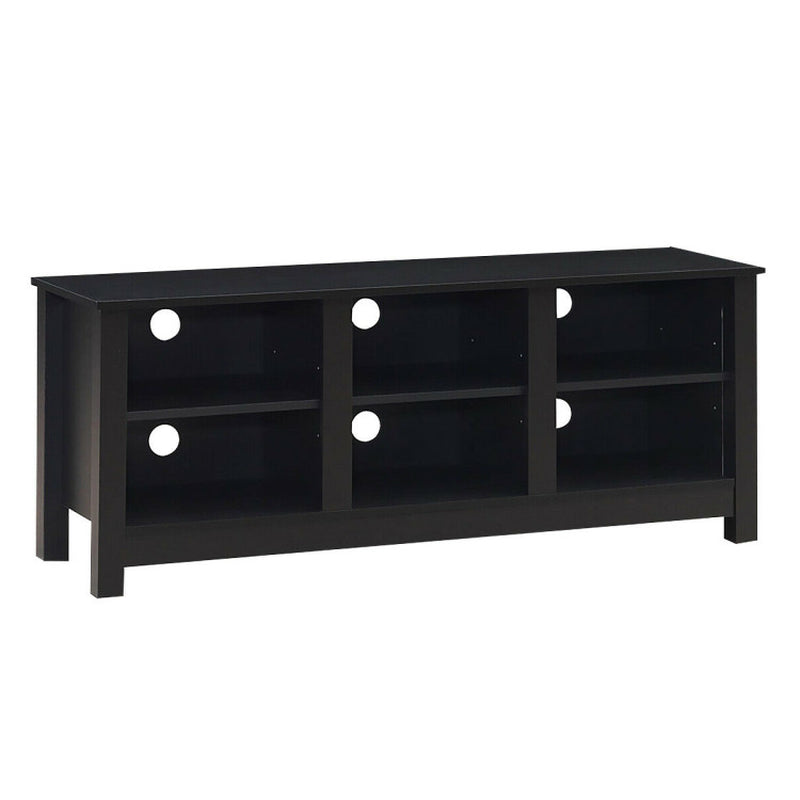 Universal Wooden TV Stand for Tvs up to 60 Inch with 6 Open Shelves