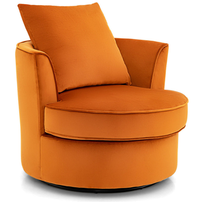 No Assembly Lint Fabric Accent Chair with 360° Swivel Function