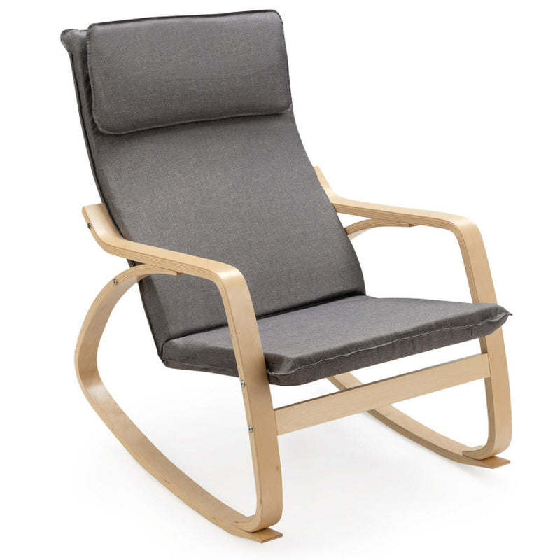 Stable Wooden Frame Leisure Rocking Chair with Removable Upholstered Cushion