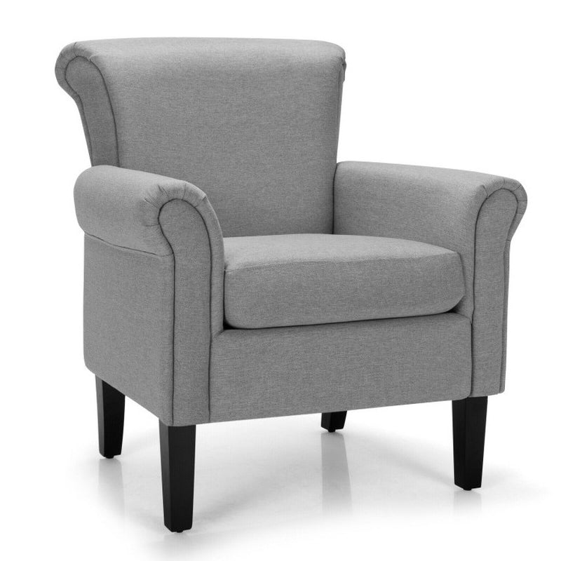 Upholstered Fabric Accent Chair with Adjustable Foot Pads