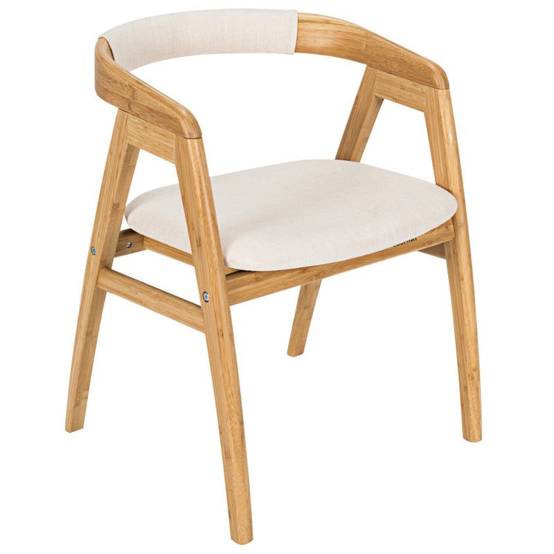 Leisure Bamboo Dining Chair with Curved Back and Anti-Slip Foot Pads