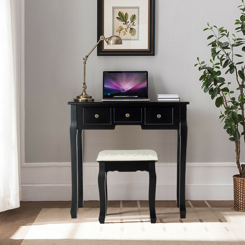 5 Drawers Vanity Table Stool Set with 12-LED Bulbs