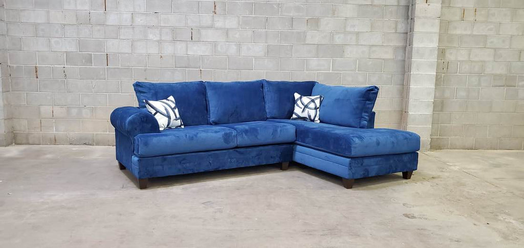 Thick Champion Fabric Blue Sectional - StafforaFurniture