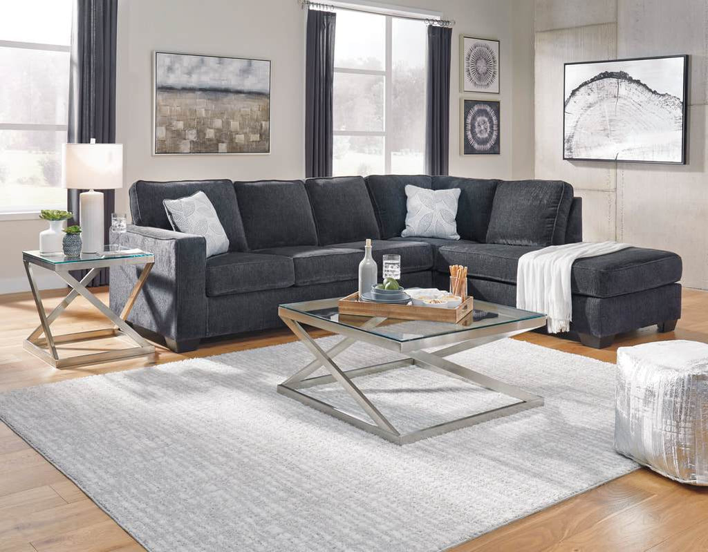 Ashley RAF Corner Chaise Slate Sectional - StafforaFurniture