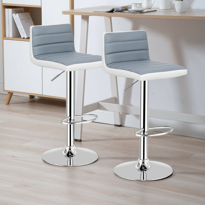 Set of 2 Adjustable Heights Barstool with PU Leather