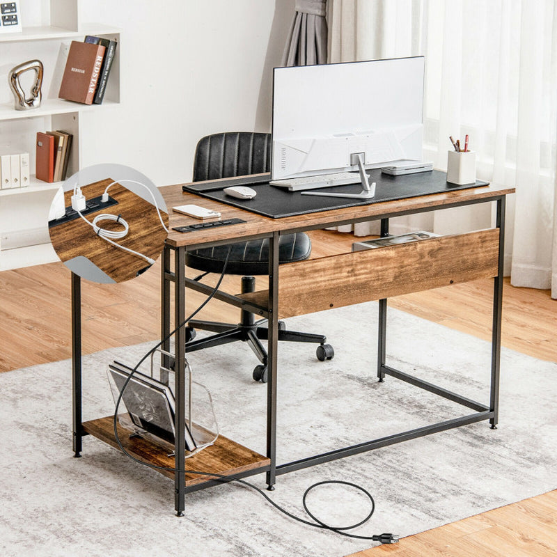 48 Inch Computer Desk with Power Outlet USB Ports