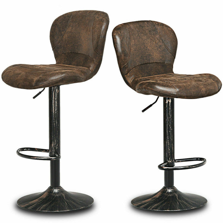 Set of 2 Adjustable Swivel Hot-Stamping Cloth Bar Stools