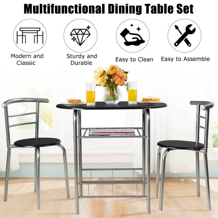 3-Piece Space-Saving Bistro Set for Kitchen and Apartment